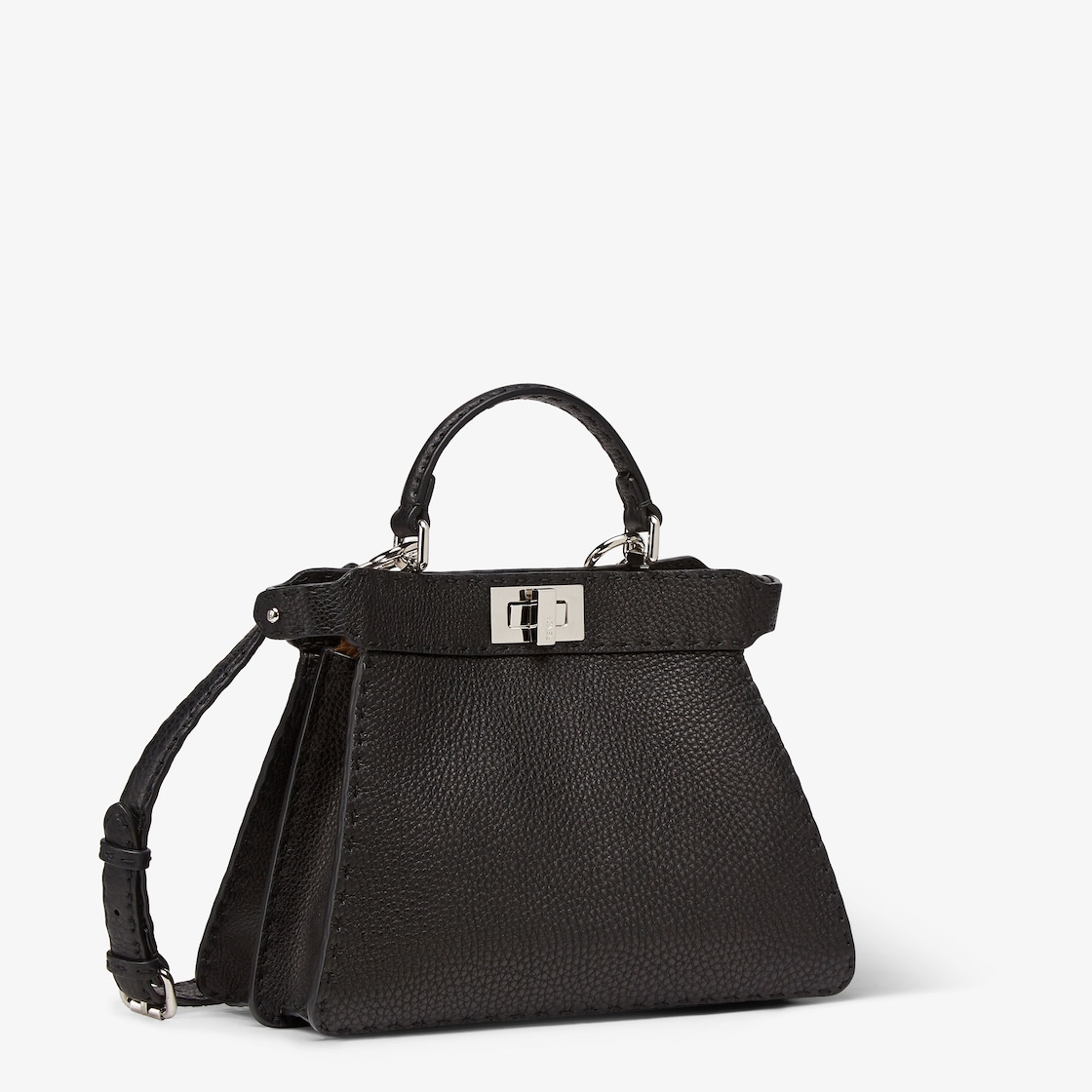 FENDI Peekaboo ISeeU Small Black Selleria bag with 1254 hand-sewn topstitches - Image 4